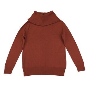LL Bean Signature Womens Cowl Neck Cotton Cashmere Sweater Rust Size S
